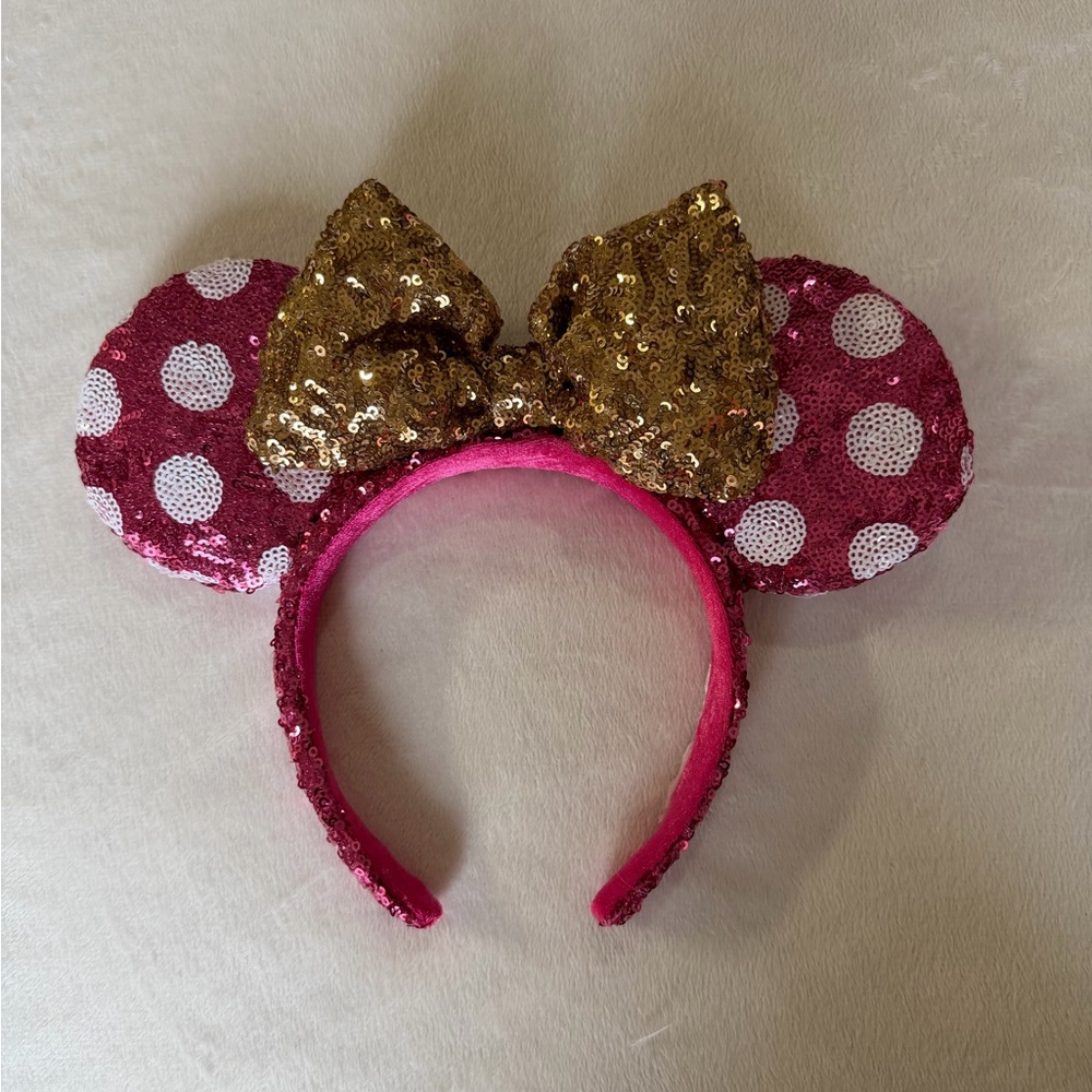 Disney Pink and Gold Minnie Mouse Ears Headband